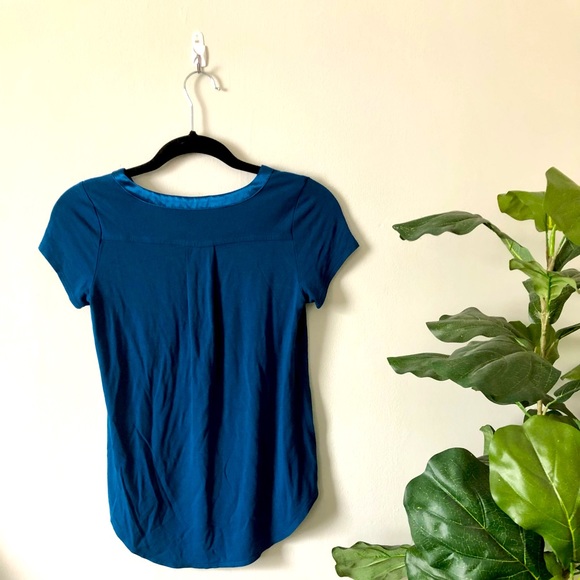 Alfani | Satin-Trim High-Low T-Shirt Petite - Picture 2 of 3